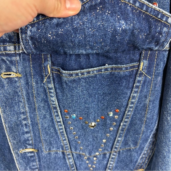 Freego Western Vintage studded beaded Jean denim jacket size: M - Picture 11 of 14